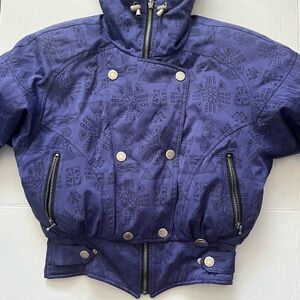 Nils VTG Down Ski Jacket Geo Print Violet SZ 8P Gorpcore Outdoors Skiing Retro